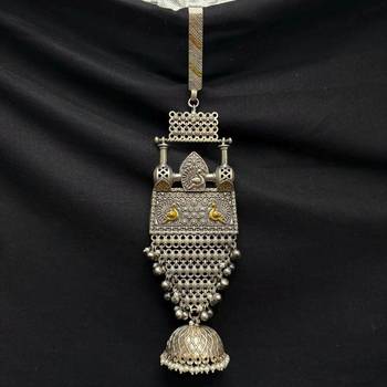 Two toned Oxidized Silver Gold Chabi Challa, Satka Saree Pin, Peacock Saree Keychain 3