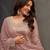 Mauve embroidered viscose free size stitched palazzo style salwar suit