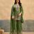 Green embroidered viscose free size stitched palazzo style salwar suit