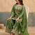 Green embroidered viscose free size stitched palazzo style salwar suit