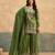 Green embroidered viscose free size stitched palazzo style salwar suit