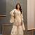 White embroidered viscose free size stitched palazzo style salwar suit