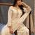 White embroidered viscose free size stitched palazzo style salwar suit