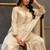 White embroidered viscose free size stitched palazzo style salwar suit