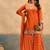 Orange embroidered viscose free size stitched palazzo style salwar suit