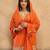Orange embroidered viscose free size stitched palazzo style salwar suit