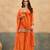 Orange embroidered viscose free size stitched palazzo style salwar suit