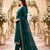 TEAL-GREEN EMBROIDERY WORK WITH COTTON BLEND FABRIC KURTI PANT DUPATTA SET