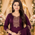 WINE EMBROIDERY WORK WITH COTTON BLEND FABRIC KURTI PANT DUPATTA SET