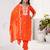 ORANGE EMBRODEIRY WORK DESIGN WITH ROMAN SILK FABRIC KURTI PANT DUPATTA SET