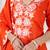 ORANGE EMBRODEIRY WORK DESIGN WITH ROMAN SILK FABRIC KURTI PANT DUPATTA SET
