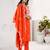 ORANGE EMBRODEIRY WORK DESIGN WITH ROMAN SILK FABRIC KURTI PANT DUPATTA SET