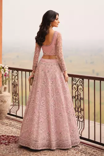Pink Wedding Embroidered Net Lehenga Choli with Dupatta