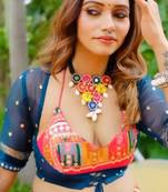  handcrafted multicolour mirror & cowrie shell statement choker necklace set