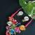  handcrafted multicolour bandhani fabric jhumka necklace set