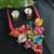  handcrafted multicolour bandhani fabric jhumka necklace set