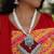  handcrafted maroon & silver coin long necklace set