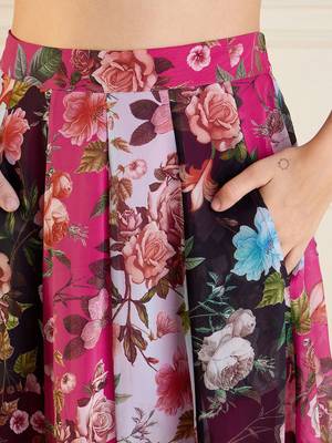 Pink Multicolor Georgette Floral Printed Ready to Wear Lehenga & Blouse 3