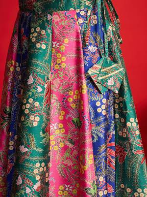 Green Multicolor Art Silk Floral Printed Sequinned Ready To Wear Lehenga Choli 7