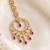 Mehendi gold oxidsed plated red american diamond maang tikka