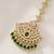 Mehendi gold oxidsed plated green american diamond maang tikka