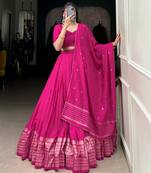 rani pink chanderi woven traditional lehenga choli