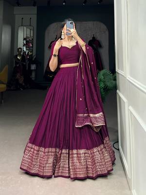 wine chanderi woven traditional lehenga choli 1