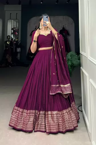 wine chanderi woven traditional lehenga choli