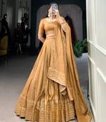 dark yellow chanderi woven traditional lehenga choli