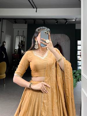 dark yellow chanderi woven traditional lehenga choli 2