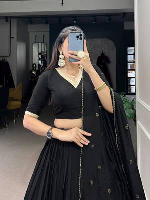 black chanderi woven traditional lehenga choli 2