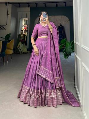 lavender chanderi woven traditional lehenga choli 1