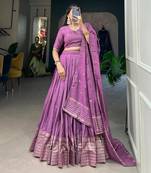 lavender chanderi woven traditional lehenga choli