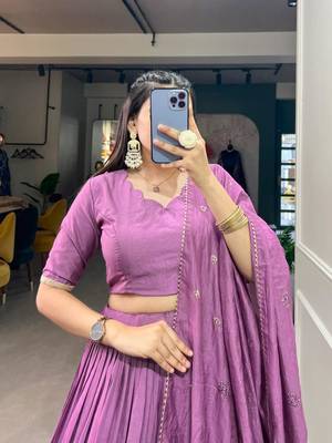 lavender chanderi woven traditional lehenga choli 2