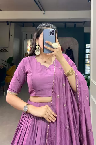 lavender chanderi woven traditional lehenga choli
