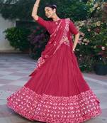 magenta chanderi printed traditional lehenga choli