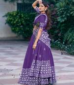 purple chanderi printed traditional lehenga choli