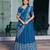 blue chanderi printed traditional lehenga choli