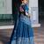 blue chanderi printed traditional lehenga choli