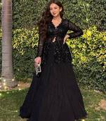 black georgette plain traditional lehenga choli with free size upto 42