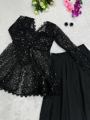 black georgette plain traditional lehenga choli with free size upto 42 4