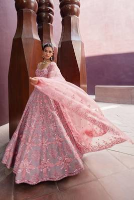 pink silk blend embroidered traditional lehenga choli 2