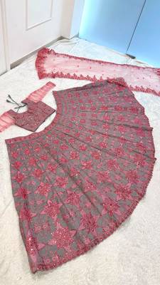 pink silk blend embroidered traditional lehenga choli 4