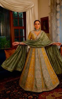 multicolor silk blend embroidered traditional lehenga choli 1