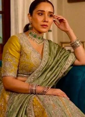 multicolor silk blend embroidered traditional lehenga choli 3