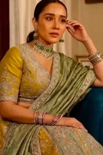 multicolor silk blend embroidered traditional lehenga choli