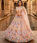 light pink net embroidered traditional lehenga choli