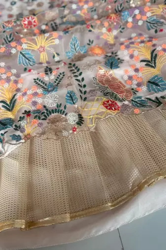 light pink net embroidered traditional lehenga choli