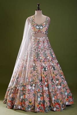 light pink net embroidered traditional lehenga choli 3