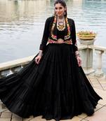 black rayon plain traditional lehenga choli with free size upto 42